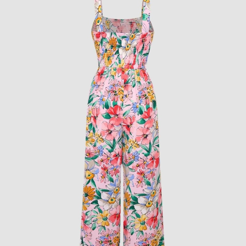 Floral Print Wide Leg Jumpsuit